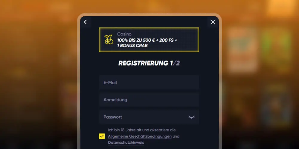 Registrierungsformular bei Quickwin starten